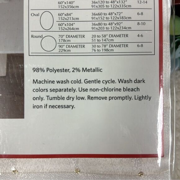 Wegmans Jem White Gold Metallic Polka Ombré Squares Oblong Holiday Tablecloth - Picture 8 of 11